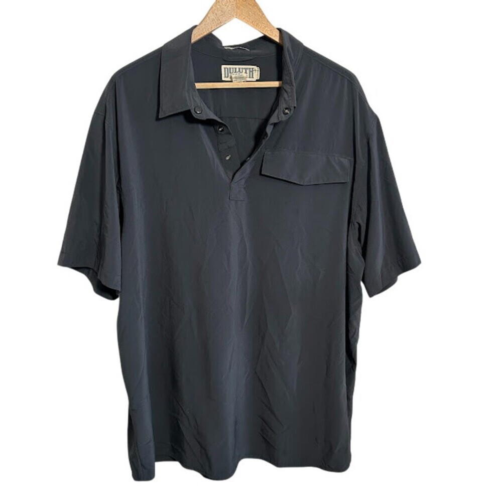 Duluth Men's Pacesetter Polo Shirt XL Untucked Black Standard Fit Short Sleeve